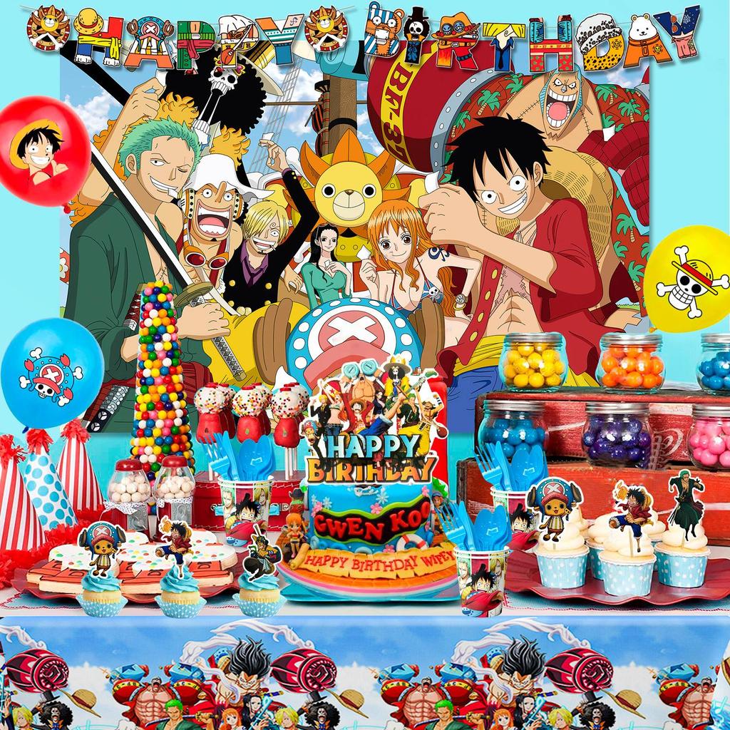 Anime Verjaardagsversieringen, 112 stuks Anime Feestversieringen & Anime Thema Feest Servies - Anime Verjaardag Banner Ballonnen enz. Anime Verjaardagsfeest Benodigdheden