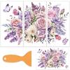 1set 3 Sheets 3 Styles PVC Waterproof Decorative Stickers Self Adhesive Floral Decals for Furniture Decoration Flower 300x150mm 1 Sheet/style