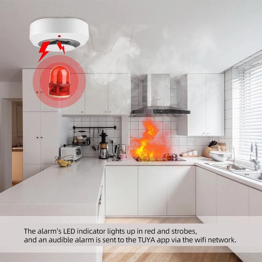 High Sensitivity Zigbee Smoke Detector Smart Security Alarm System  For Home Kitchen