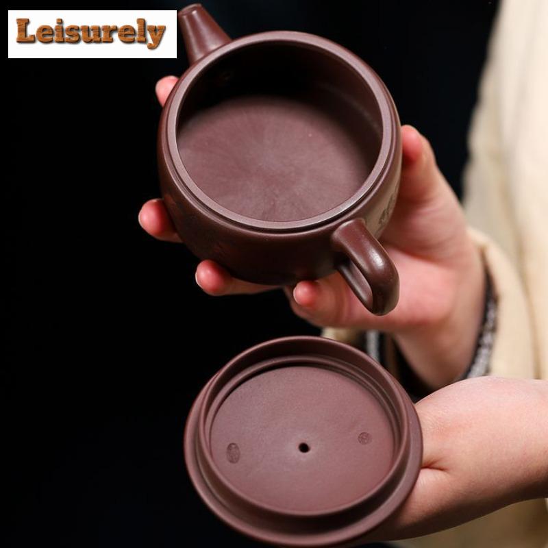 180ml Yixing Purple Clay Teapots Artists Handmade Large Caliber Pot Raw Ore Dragon's Blood Sand Tea Maker Kettle Zisha Tea Set