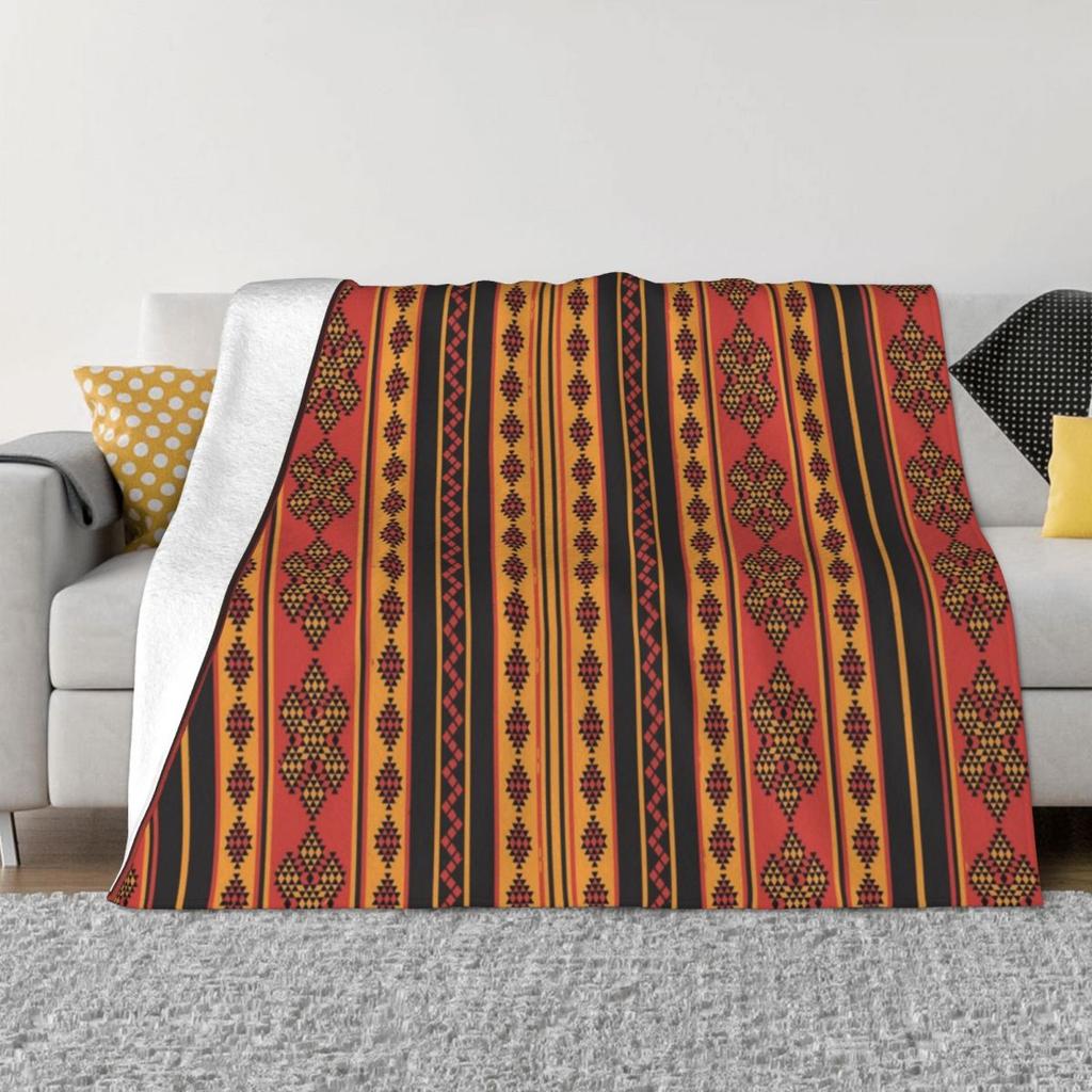 Foutha Kabyle Ethnic Knitted Blanket Amazigh African Tunisia Flannel Throw Blankets Home Couch Decoration Soft Warm Bedspreads