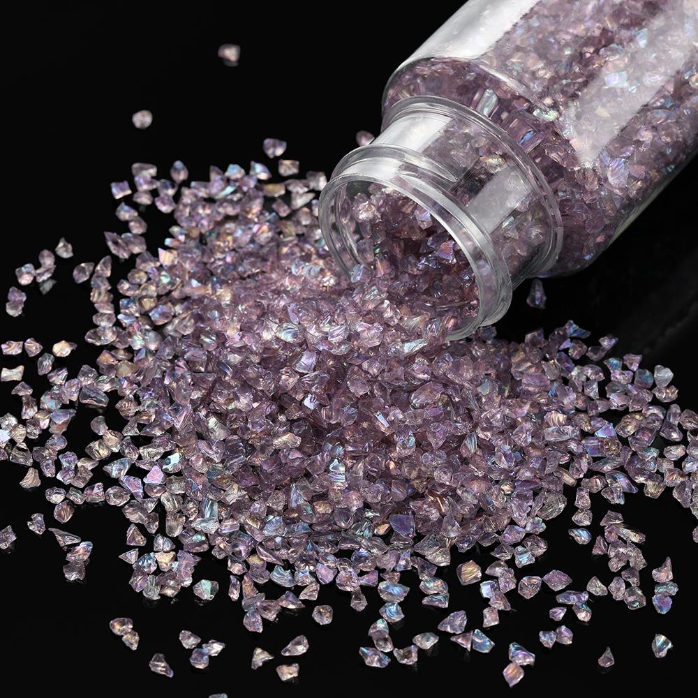 

30g/Bottle Glass Crushed Stone Irregular Crystal Gravel Filling For DIY Epoxy Resin Mold Filler Craft Decorative Nail Art Filler темно-рожевого кольору