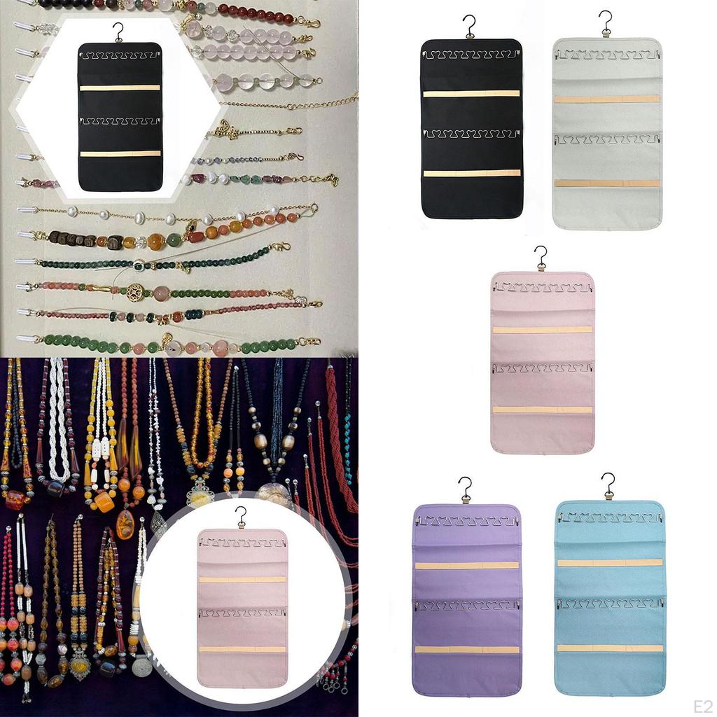 Double Sided Hanging Jewelry Organizer Roll for Earrings Rings Wall Door