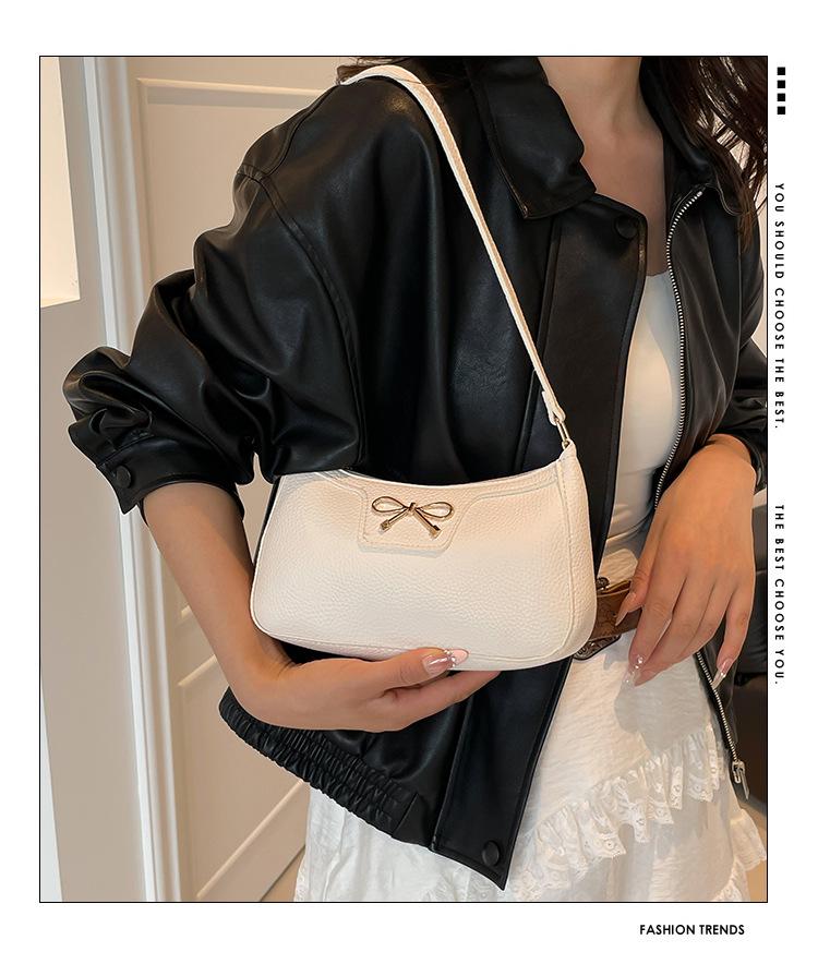 2025 Korean Style Bow Armpit Baguette Shoulder Bag - Fashionable & High Quality for Women
