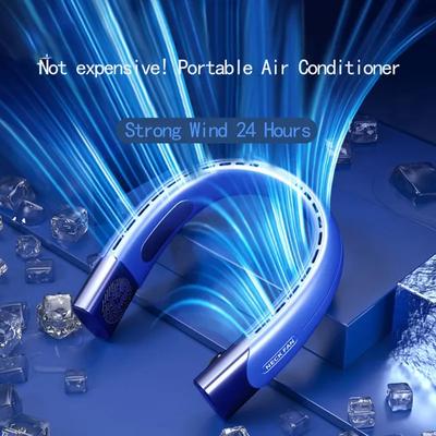 4000mAh Portable Outdoor Sports Mini Air Cooling Small Neck Fan USB Large Wind Powered Wireless Bladeless Neck Fan
