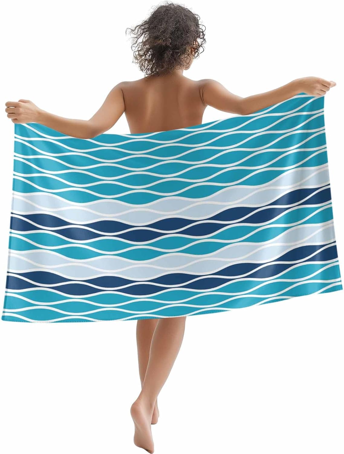 

Beach Towel Moroccan Ombre Grey Bath Pool Towels Abstract Wave Lines Absorbent Beach Towel Soft Large Quick Dry Lightweight W40*H60(CM)