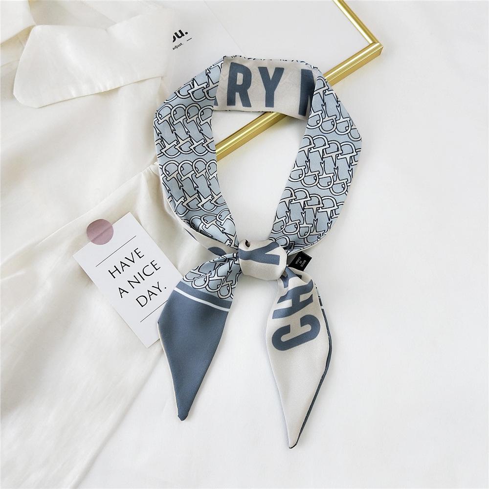 Decorative Simple Texture Silk Scarf Women'S New Style Spring And Autumn Summer Fashion Versatile Headscarf Work Scarf