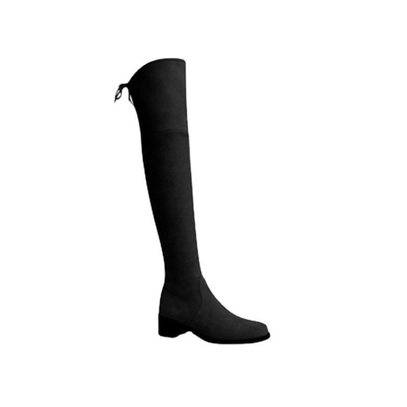 Over-the-knee Boots, Women's Shoes, Chunk-heeled Sleeve Boots, Flat-bottomed Round-toed Slimming Boots