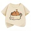 Cute Cat Capybara Kids Tshirts Summer Short Sleeve Tees Cartoon Boys Girls Clothes Kawaii Kitten Tops Y2K Children T-shirt