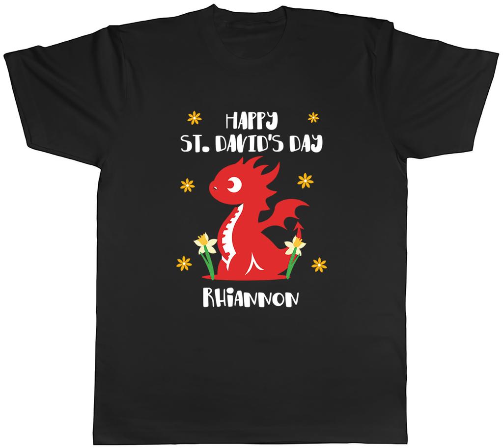 Personalised Happy St Davids Day Dragon Wales Unisexs TShirt Tee Gift Top
