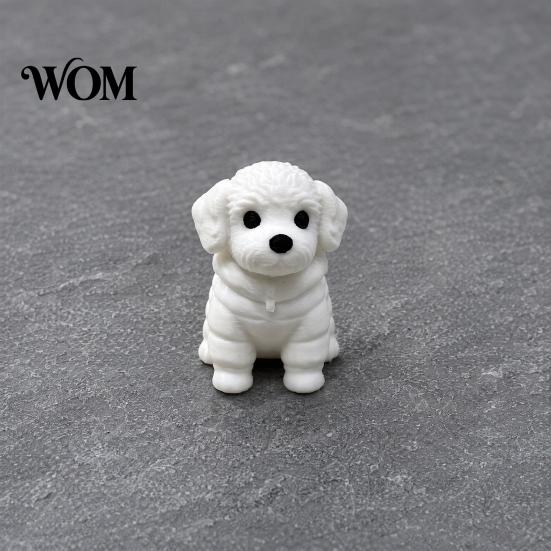 Welpen Schreibtisch Dekoration 3D Gedruckte Sitzende Hunde Figur, Mini Weiße Statue für Schreibtisch Ornament Dekoration, Moderne Tierform Heim Büro Bücherregal Retro