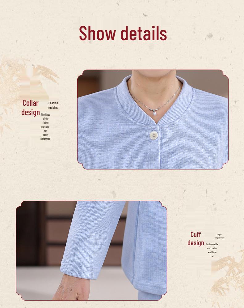 Warmer Winter-Cardigan und Fleece-Unterwäsche-Set für ältere Damen