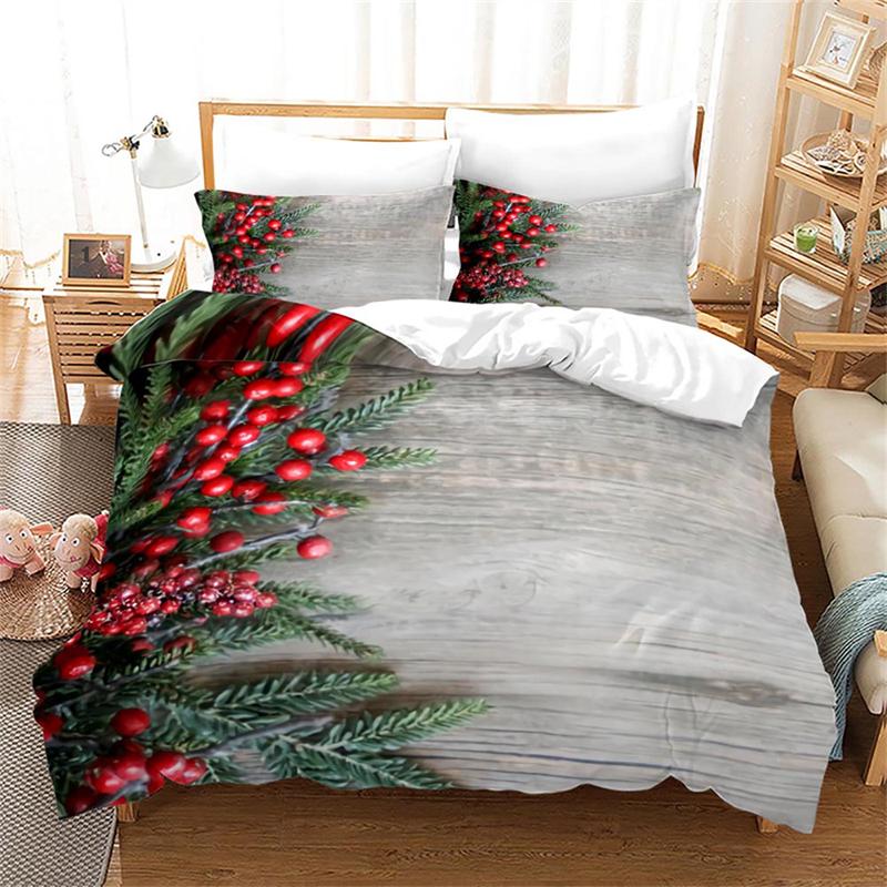 Weihnachtsfeiertags-Bettbezug-Set King-Size Rot Stern Schneeflocke Glockenmuster Feiertags-Bettwäsche-Set Für Kinder Jungen Mädchen Zimmerdekor