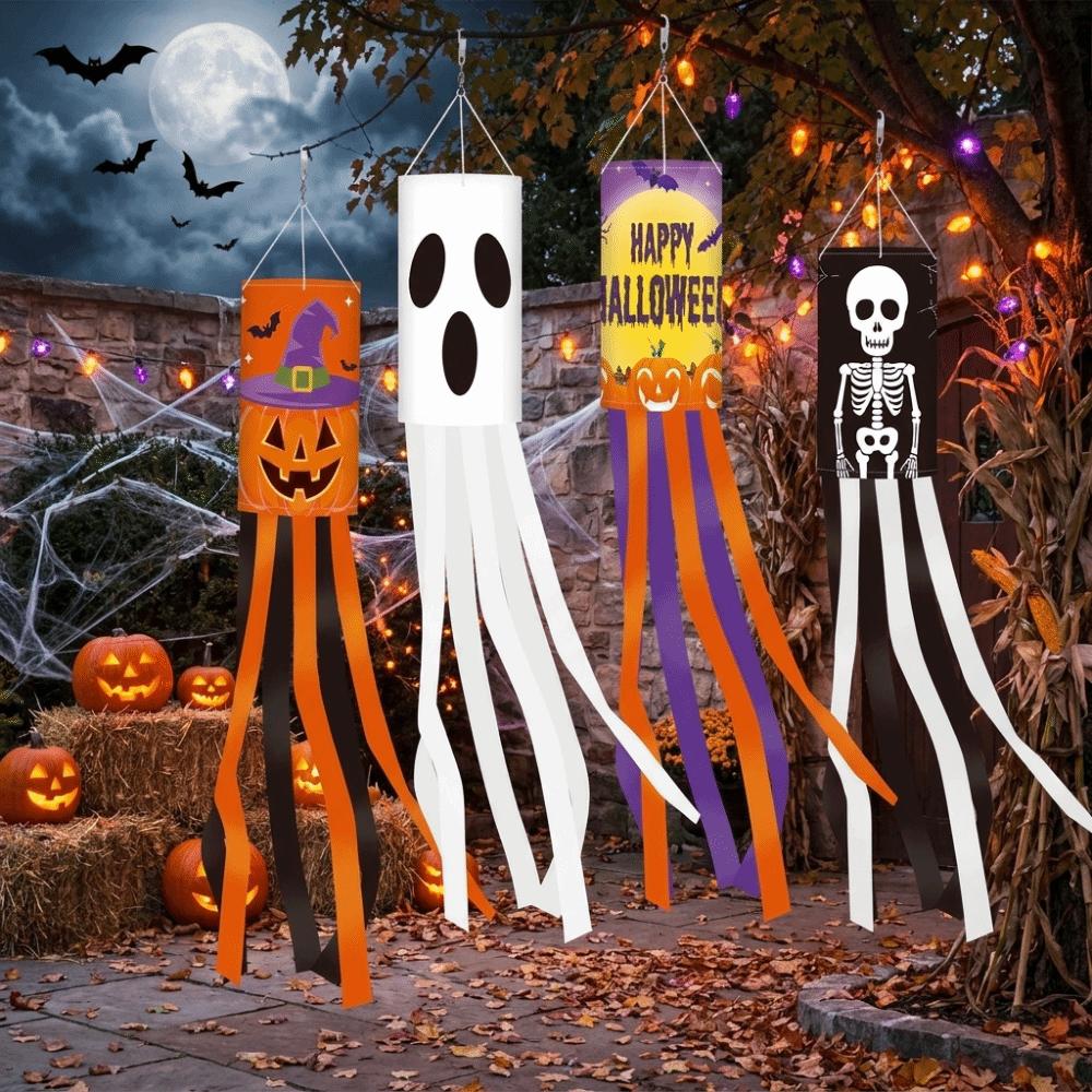 Pumpkin Ghost Pattern Outdoor Props Flags Festival Wind Vane Ghost Party Decorations