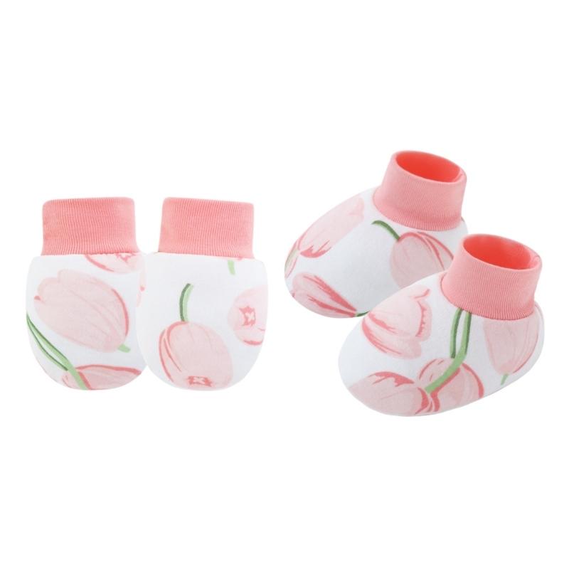 Set of 1 Infant Cotton Mittens Anti Scratch Hand Cover Soft Breathable Warm Gloves & Socks for 0-6M Boys Girls