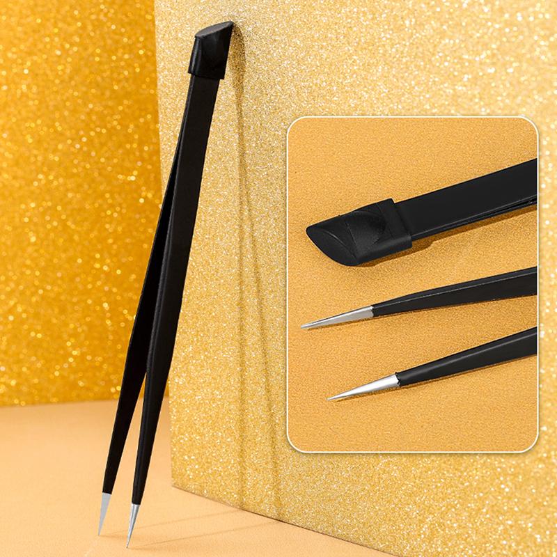 

Пинцет для ногтей с силиконовым наконечником для 3D-декора, безопасный аппликатор для страз с мягкой головкой, профессиональные инструменты для маникюра для прессования чёрный