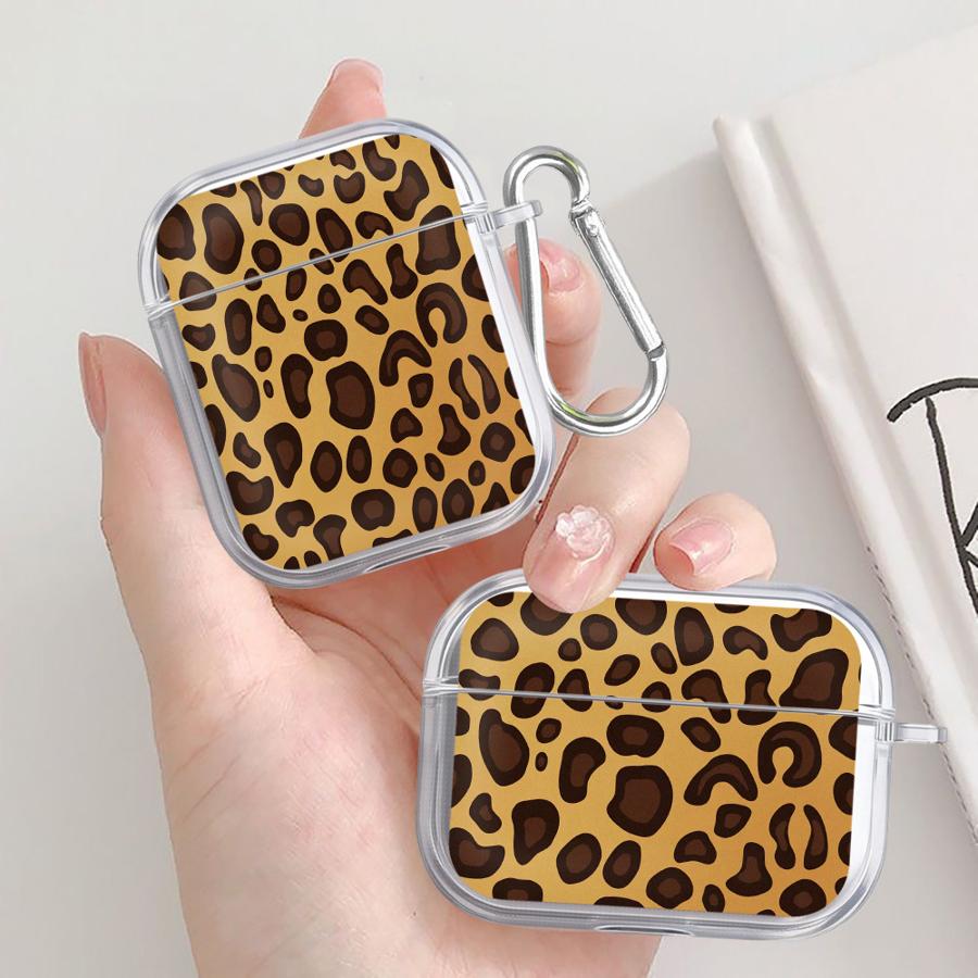 Case For Airpods 2 Pro 1 3 4 Pro3 Pro2 Clear Earphone Cases Cover Retro Leopard Print
