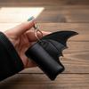 PU Leather Bat Pouch Keychain Black Wing Design Gothic Lipstick Holder  Car Keyring