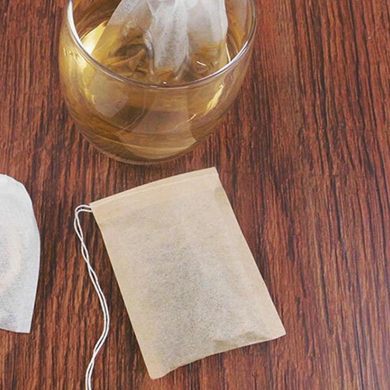 100Pcs/Lot Tea Bag Filter Paper Bags Empty Drawstring Teabags For Herb Tea