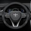 Car Steering Wheel Cover For TOYOTA Crown CHR Yaris Corolla Auris Rav4 Prius Camry Raize Prado Carbon Fiber Accessories RA1