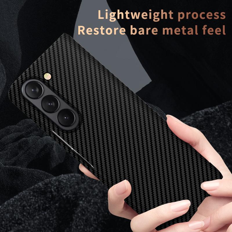 Ultra tenké matné pouzdro na telefon z uhlíkových vláken pro originální Samsung Galaxy Z Fold 7 6 5 4 na dotek jako kůže, nárazuvzdorný tvrdý zadní kryt
