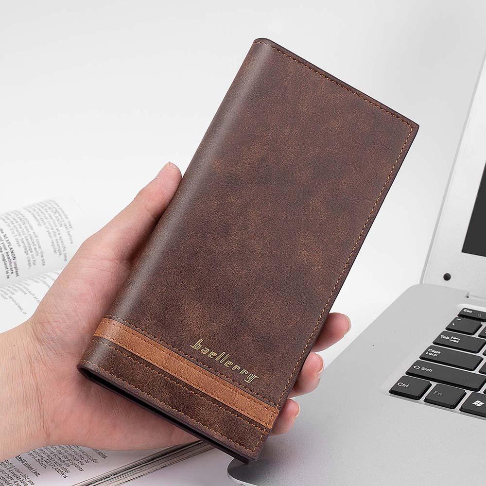 Baellerry Men's Billfold RFID Long Wallet Card Holder with Multiple Card Slots Fashion Suit Bag Patchwork Coin Purse