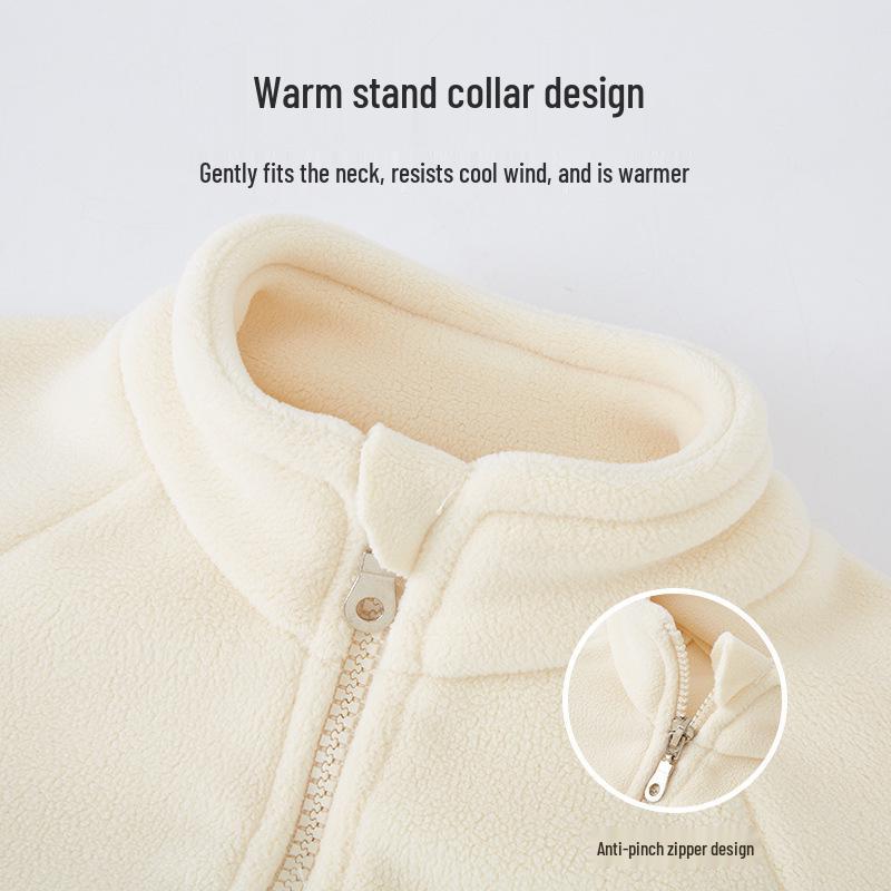Korean Style Thickened Velvet Baby Coat for Boys and Girls - Autumn/Winter Solid Color Toddler Top