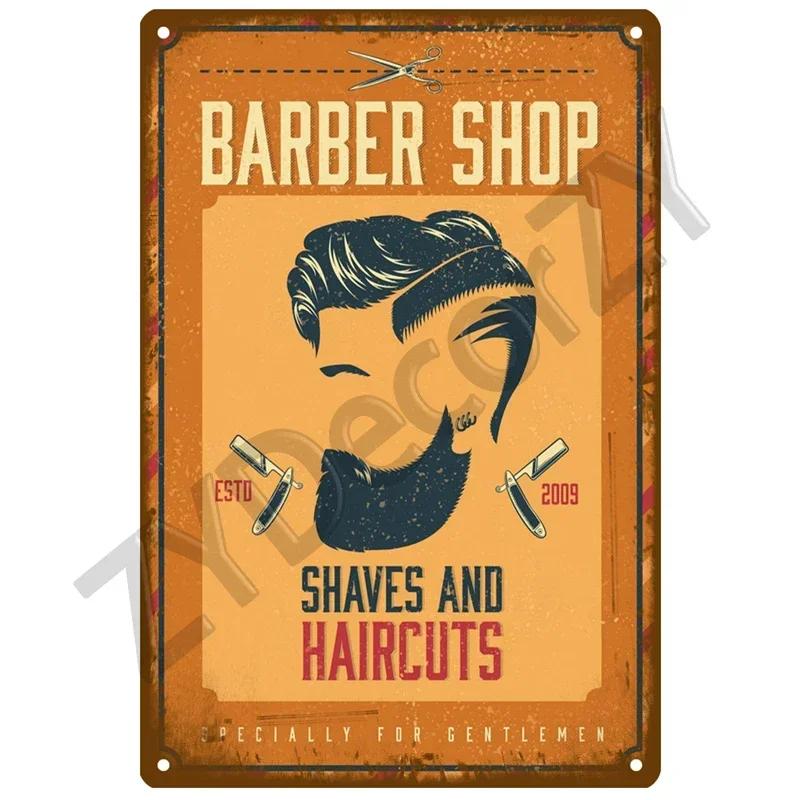 Vintage Barber Shop Tin Sign  Retro Metal Wall Plaque for Living Room Home Decor Posters Art Decoration Aesthetic Mural