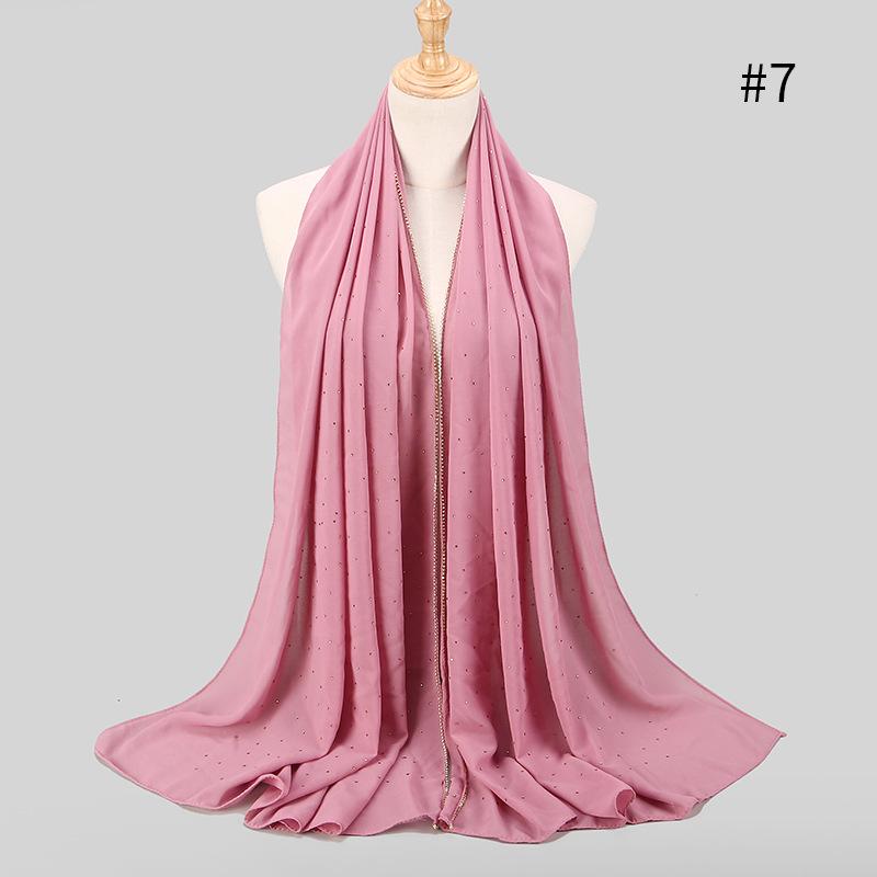 Lain Pearl Bubble Chiffon Diamond Rhinestone Shawl Scarf High Quality Shimmer Beads Headband Wrap Foulard Muslim Hijab Sjaal