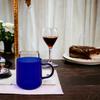 GLASS MUG FOR COFFEE AND TEA 310 Ml. 8.7 Cm NAVY BLUE