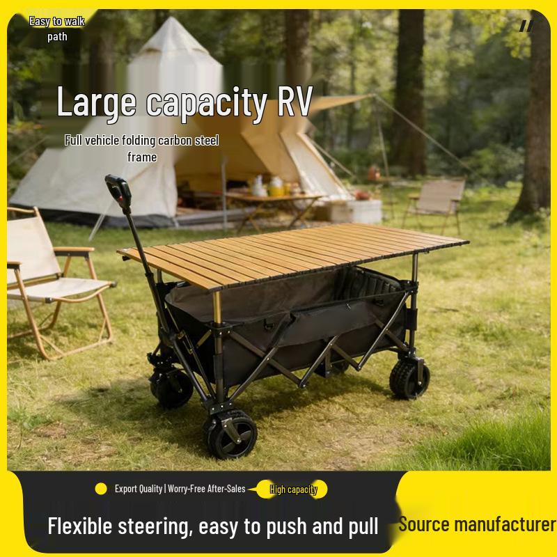 Foldable Camping Cart & Stroller for Kids: Portable Handcart for Outdoor Picnic, Travel, and Fishing.