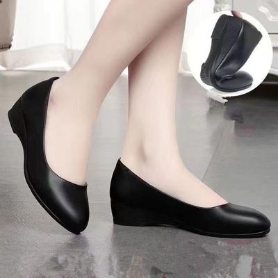 Moda Feminina Salto Baixo Salto Grosso Boca Rasa Fivela Sapatos Solteiros Sapatos Slip-on Sapatos de Trabalho