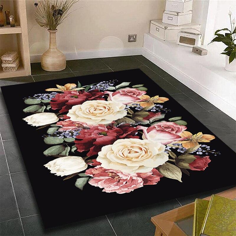 Fashion Modern Area Rugs Gold Rose Pattern Room Bedroom Floor Mat Carpet Rugs and Carpets for Home Living Room