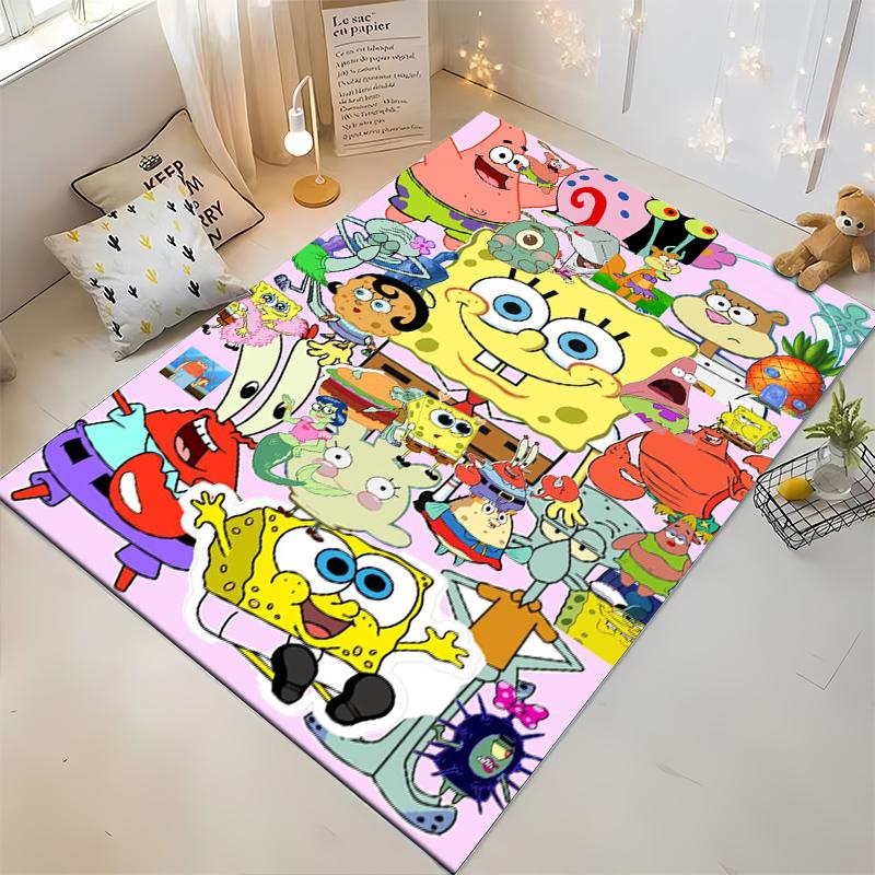 Colorful SpongeBob Cartoon Carpet, Perfect for Kids' Rooms. Suitable for Use As an Anti-slip Game Mat for Living Room and Bedroom Sofas