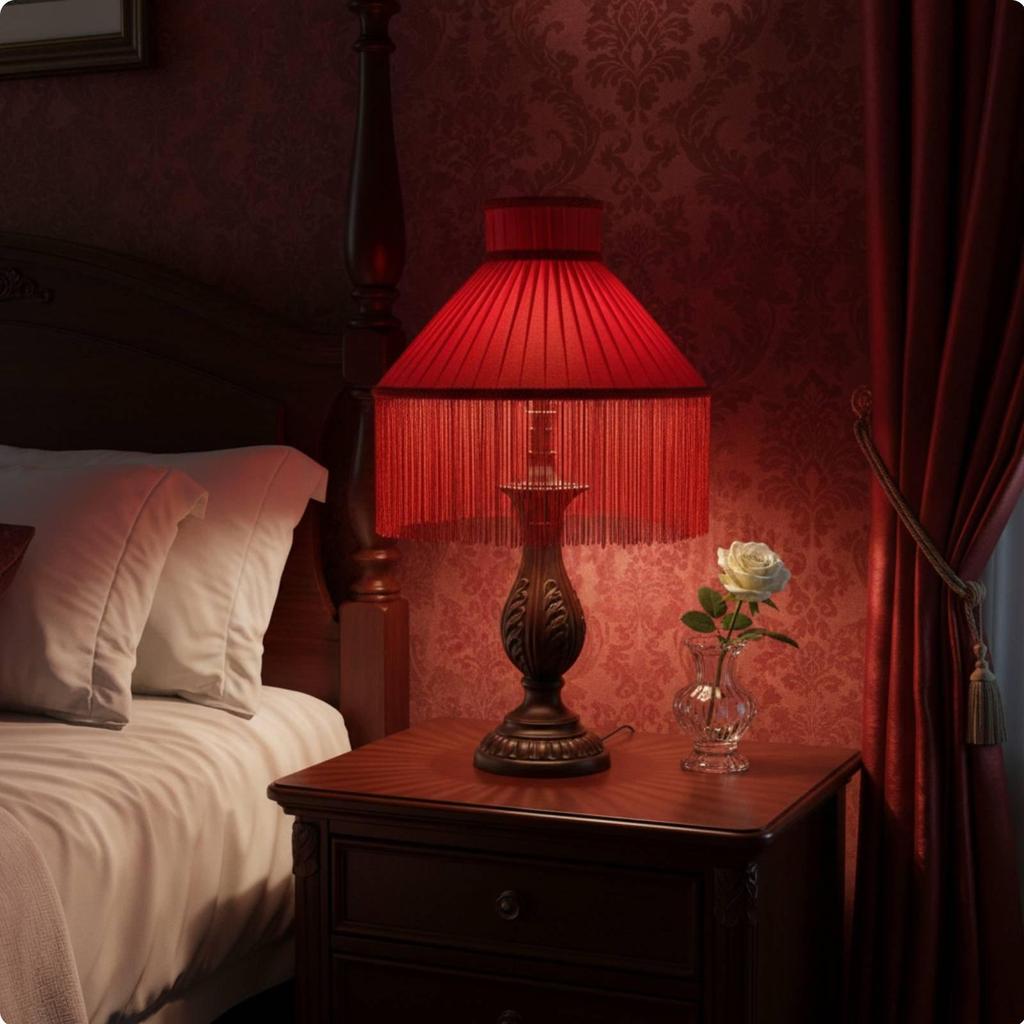 Textile Lampshade with Tassels Replacement Vintage Style Lamp Cover for Bedroom, Living