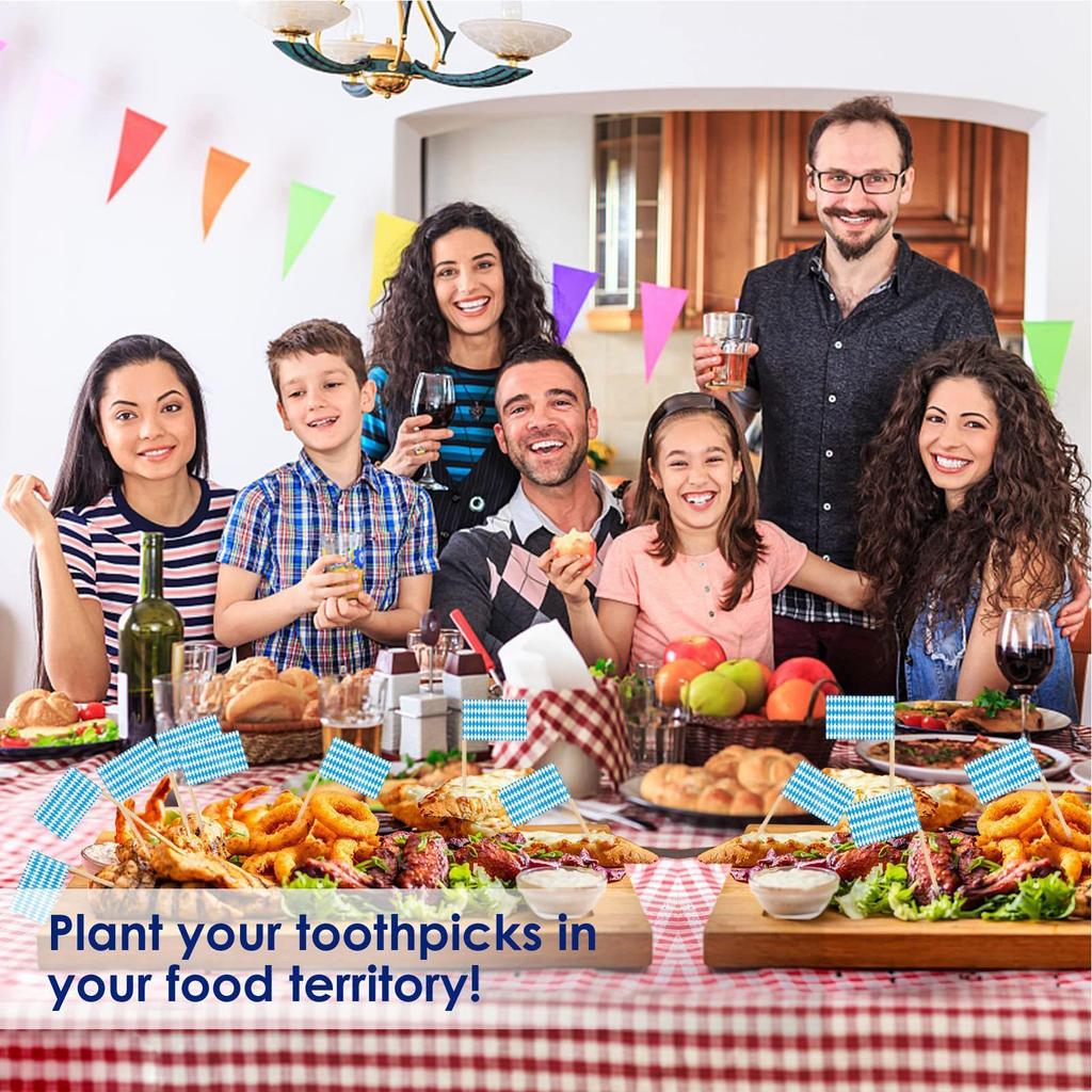 100pcs German Beer Festival Bavaria Toothpick Flag Toothpicks Party Sticks Cupcake/pie/fruit/ice Cream Topper Decoration