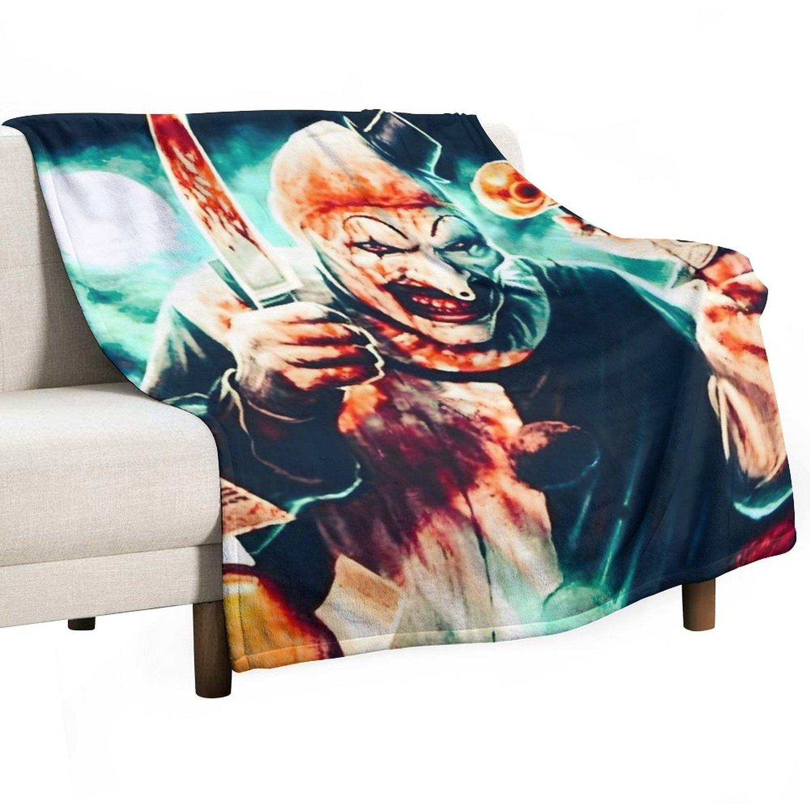 Terrifying Art and Clown Throw Blanket Thermals For Travel Thermal Cute Flannel Fabric Blankets 30x40in