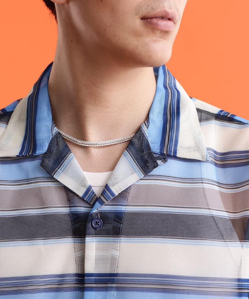 Schott NYC Patterned Mesh SS Shirt, Men's, Size M, 122, Navy Striped, 782-3123009