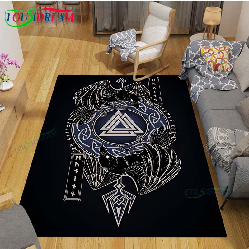 Nordic Viking Mythology Symbols Carpet Room Decor Floor Mats Bedroom Yoga Mat Photography Props Area Rug Birthday Gift