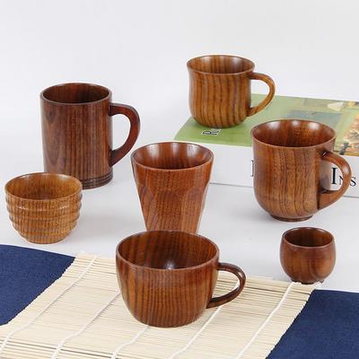 Natural Spruce Wood Cups Wooden Big Belly Cups Handmade Kitchen Beer Mug Tea Coffee Milk Water Cup Kitchen Bar Drinkware Mugs