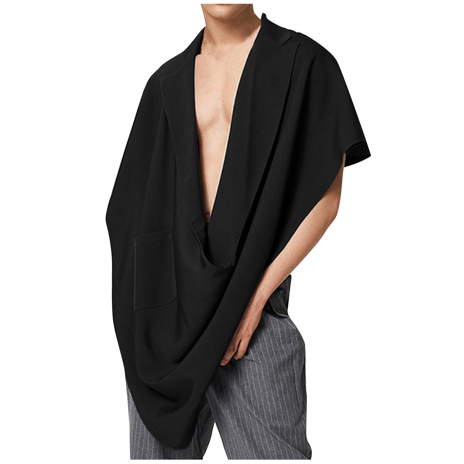 

Мужская майка, повседневная накидка без рукавов, мужская свободная уличная майка нестандартной формы S чёрный