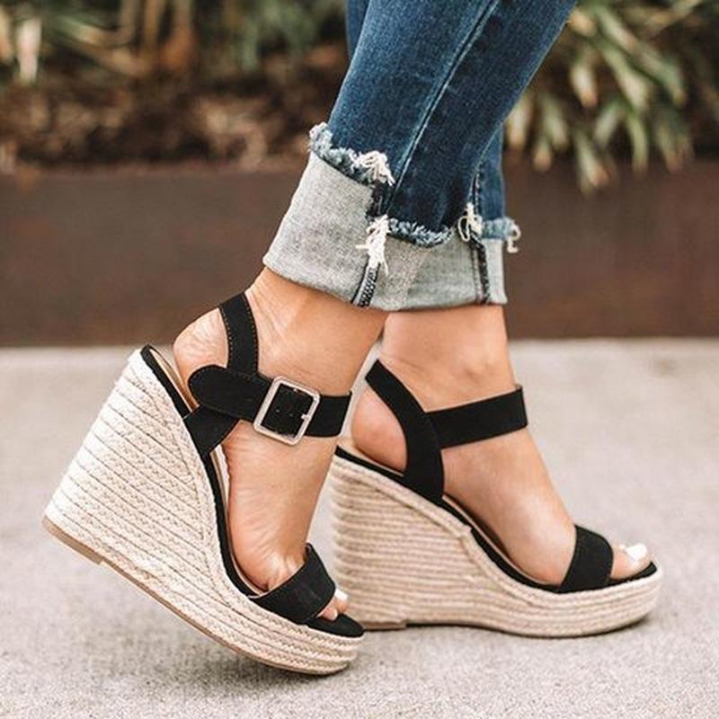 Summer Ladies Shoes Platform Sandals Women Comfortable Wedges High Heels Pumps Sandalia Espadrilles Female Summer Plus Size 43