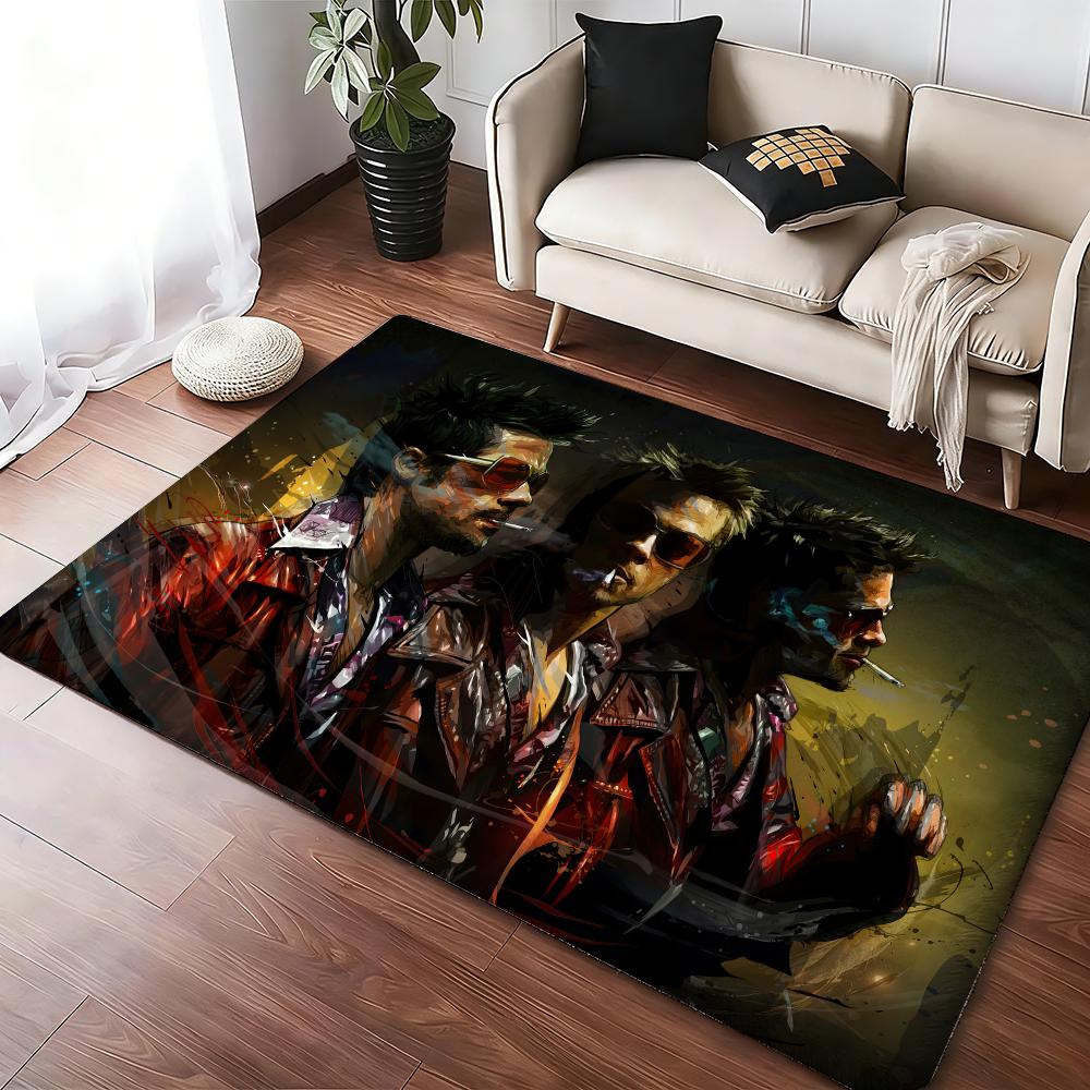 Movie Fight Club Brad Ptt Boxing Film Floor Mat Cozy Flannel Soft Thick Non-Slip Mat For Living Room Bedroom Kitchen Decor Rugs