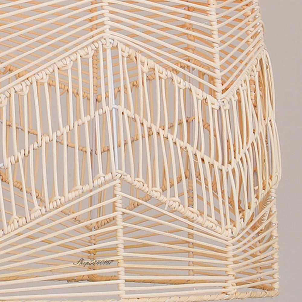 1Pc Vintage Natural Bamboo wicker Ceiling Chandelier Light Wabi-sabi Pastoral Pendant Hanging Lamps for Bedroom Living Rooom E27