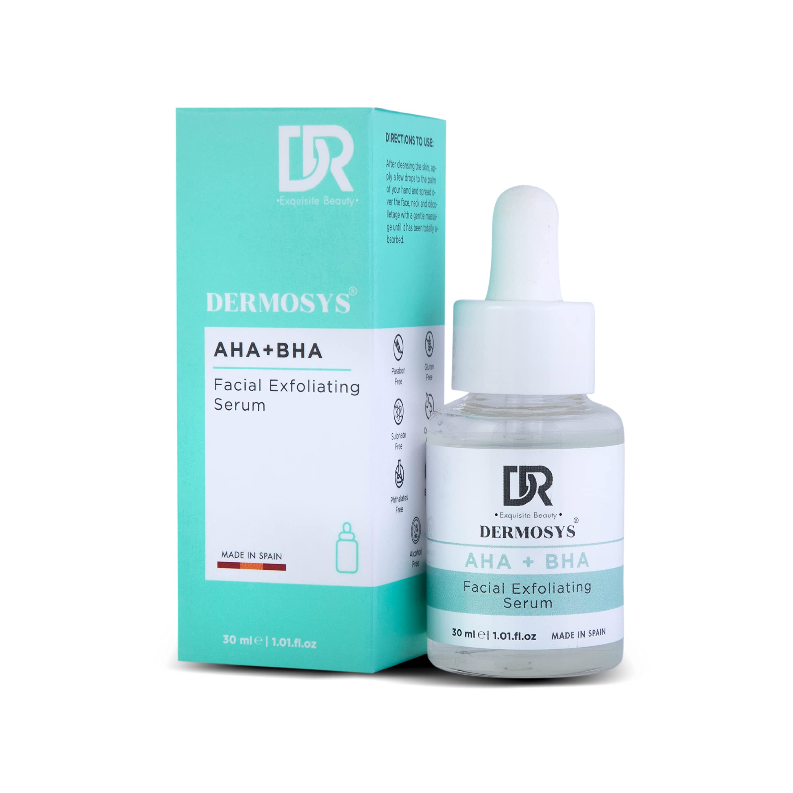 Dermosys AHA+BHA Exfoliating Serum | 30ml Face Serum for Glowing Skin | Improves Skin Radiance, Clarity, Promotes Cell Renewal & Purifying Action |