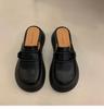 Zhike Japanese Retro Shoes Platform Sole One-pedal Leather Bag Head Women's Shoes Spring and Summer 2025 New Slippers Women's Outer Wear
