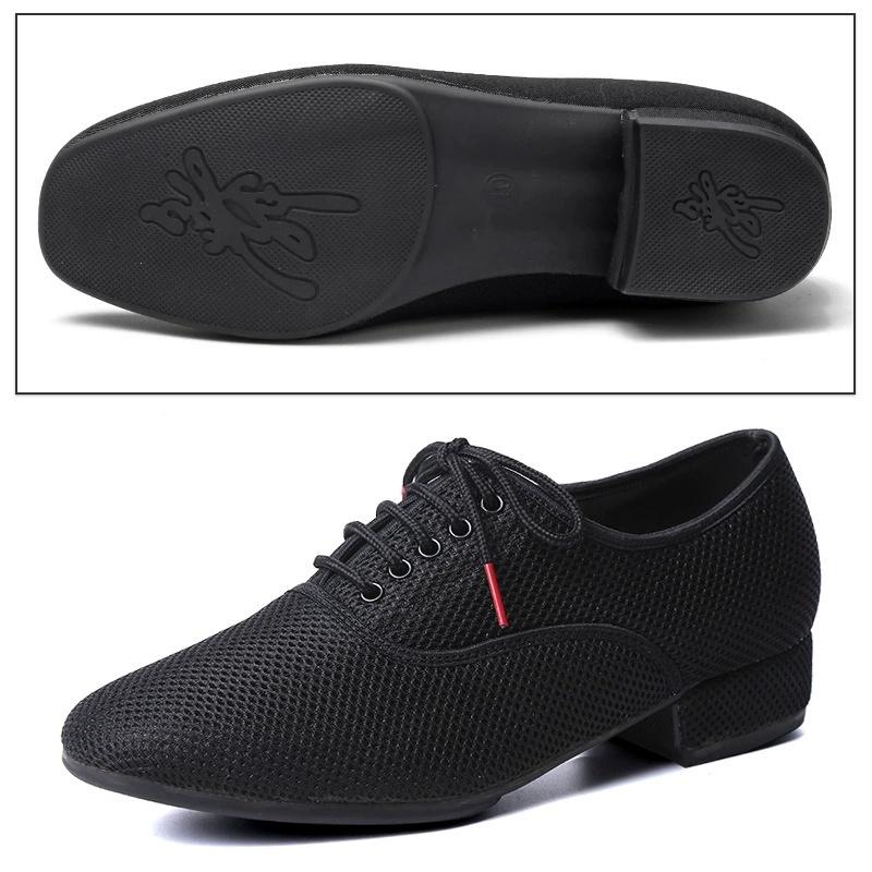 Herren Latein Tanzschuhe Herren Salsa Jazz Tanzen Jungen Gesellschaftstanz Modern Tango Schuhe Schwarz Mesh Weiche Sohle Mann Trainings-Sneakers