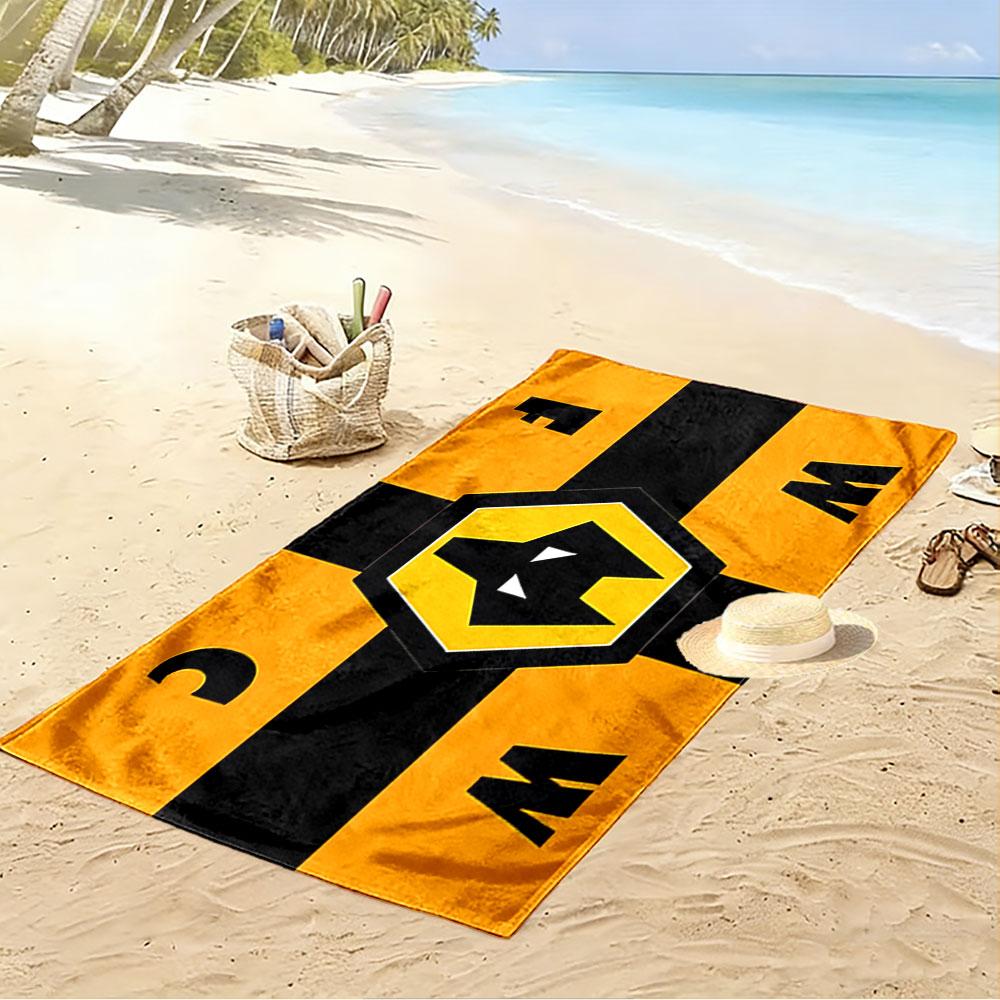 Giant Beach Towel with Wolves FC Hexagon Wolf Logo, Quick Dry Microfiber, Soft and Absorbent, for Beach Pool Travel Gift