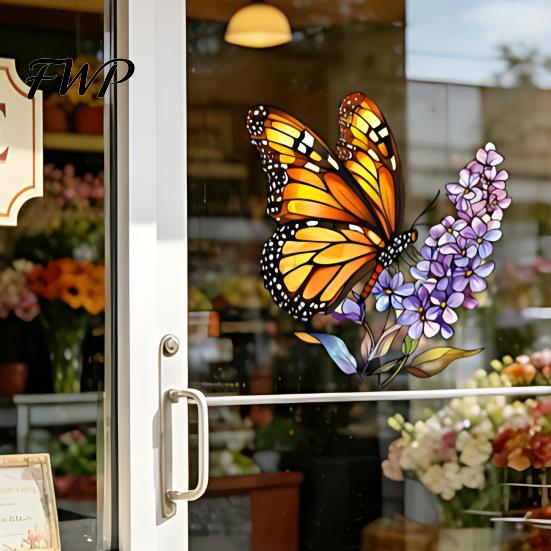 Damage-free Window Sticker Spring Summer Flowers Clings Double Sided Tulip/Rose/Wildflowers Decorative Cling In Vase Decals Anti-Collision Glass Door