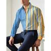 Men's Contrast Color Vertical Stripe Digital Print Long Sleeve Shirt